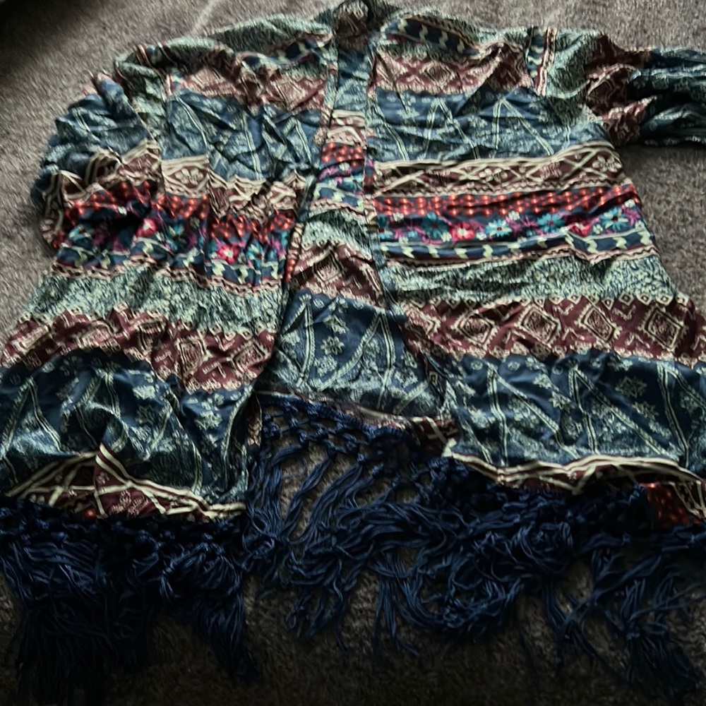 Boho Print Shawl shirt  XS